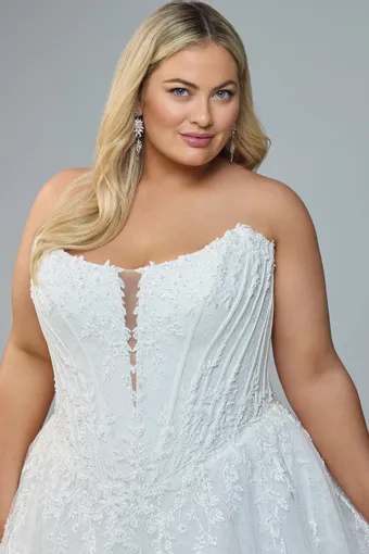 Sequined Lace Ballgown with Glitter Tulle Neeve $1 Ivory frontface vertical cropped thumbnail