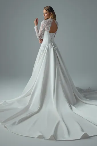 Strapless Ballgown with Lace Jacket Xanthe $5 default Ivory backface vertical thumbnail