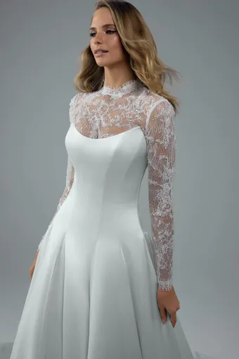 Strapless Ballgown with Lace Jacket Xanthe $7 Ivory frontface vertical cropped thumbnail