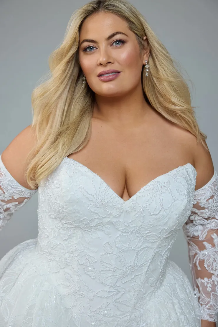 Beaded Basque Waist Wedding Dress Hyacinth #1 Ivory frontface vertical cropped picture