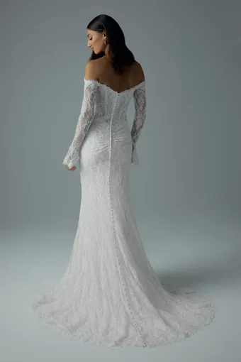 Sexy Fit and Flare Wedding Dress with Draped Pearls Constance $3 default Ivory backface vertical thumbnail