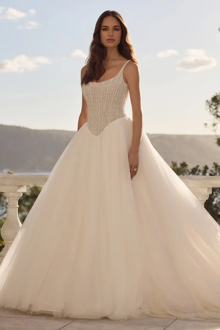 Tulle Ballgown Wedding Dress with Beaded Bodice Louisa Thumbnail Image