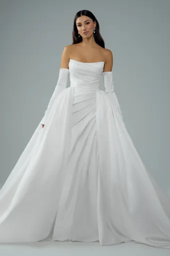 Long Sleeve Wedding Dress with Detachable Train Rosemary $2 Ivory frontface vertical thumbnail