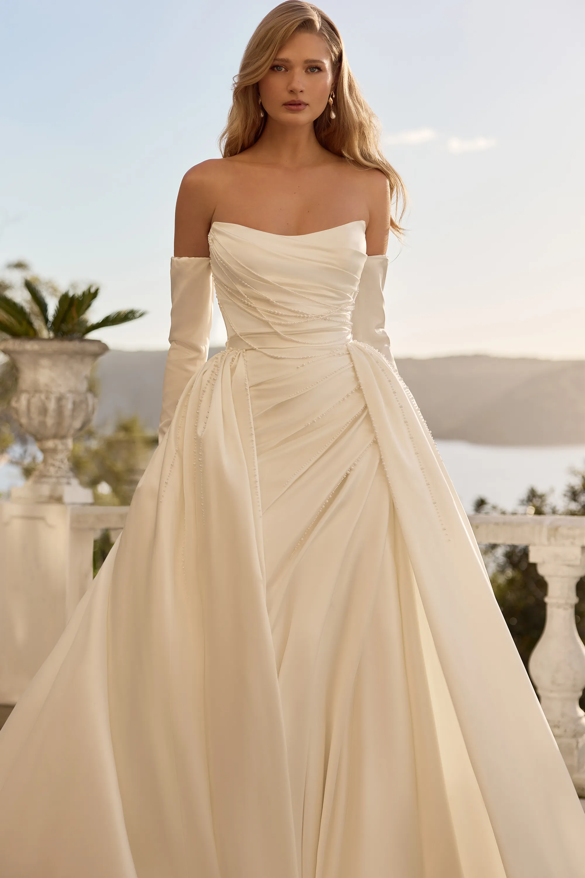 navy blue dress for baby girl 44382: Chiffon A-Line Bridal Gown with Scoop Neckline and Slit main image 0