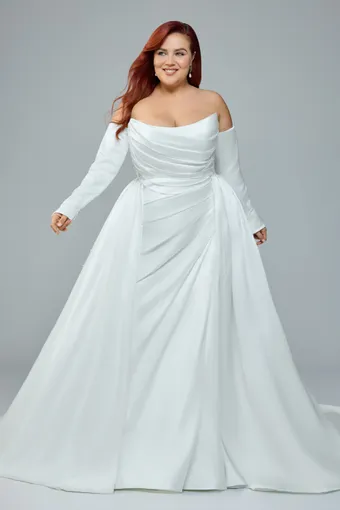 Satin Bridal Gown with Pearls and Detachable Train Rosemary $0 default Ivory frontface vertical thumbnail