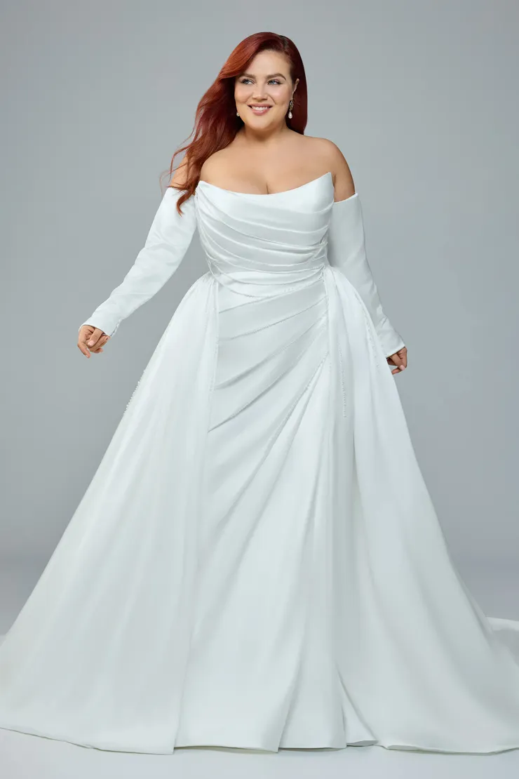 Satin Bridal Gown with Pearls and Detachable Train Rosemary Thumbnail Image