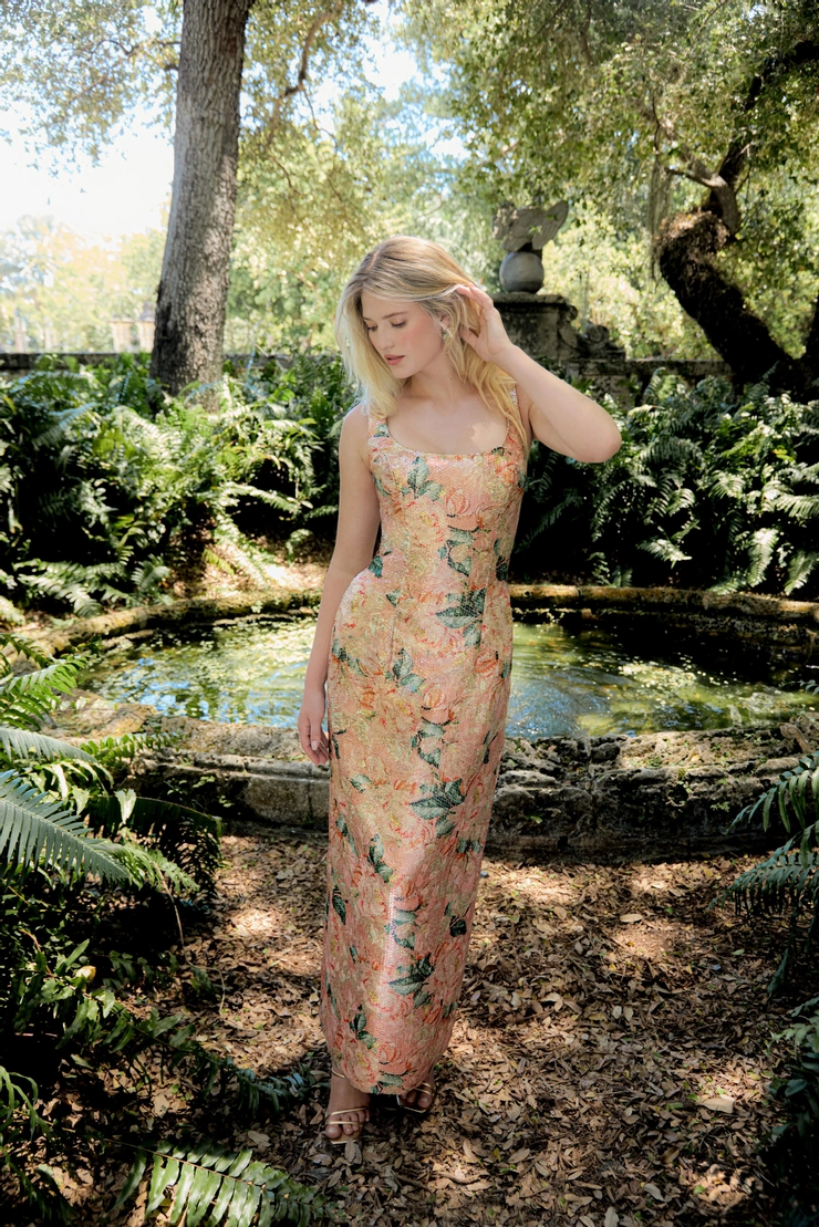 sachin and babi light blue dress Deliyn Strapless Embroidery Flower Mesh Maxi Dress main image 0