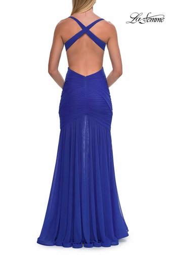 La Femme 33626   Elegant Mermaid Gown with Ruched Bodice and Cutouts #6 Royal Blue backface vertical thumbnail