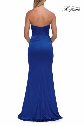 La Femme 33670   Elegant Strapless Sheath Gown with Ruched Bodice #3 Royal Blue backface vertical thumbnail