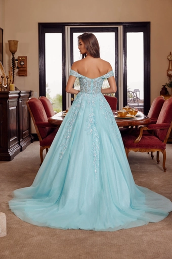 Nox Anabel H1881   Off-Shoulder V-Neck Ballgown with Sequin Embellishments #5 default backface vertical thumbnail