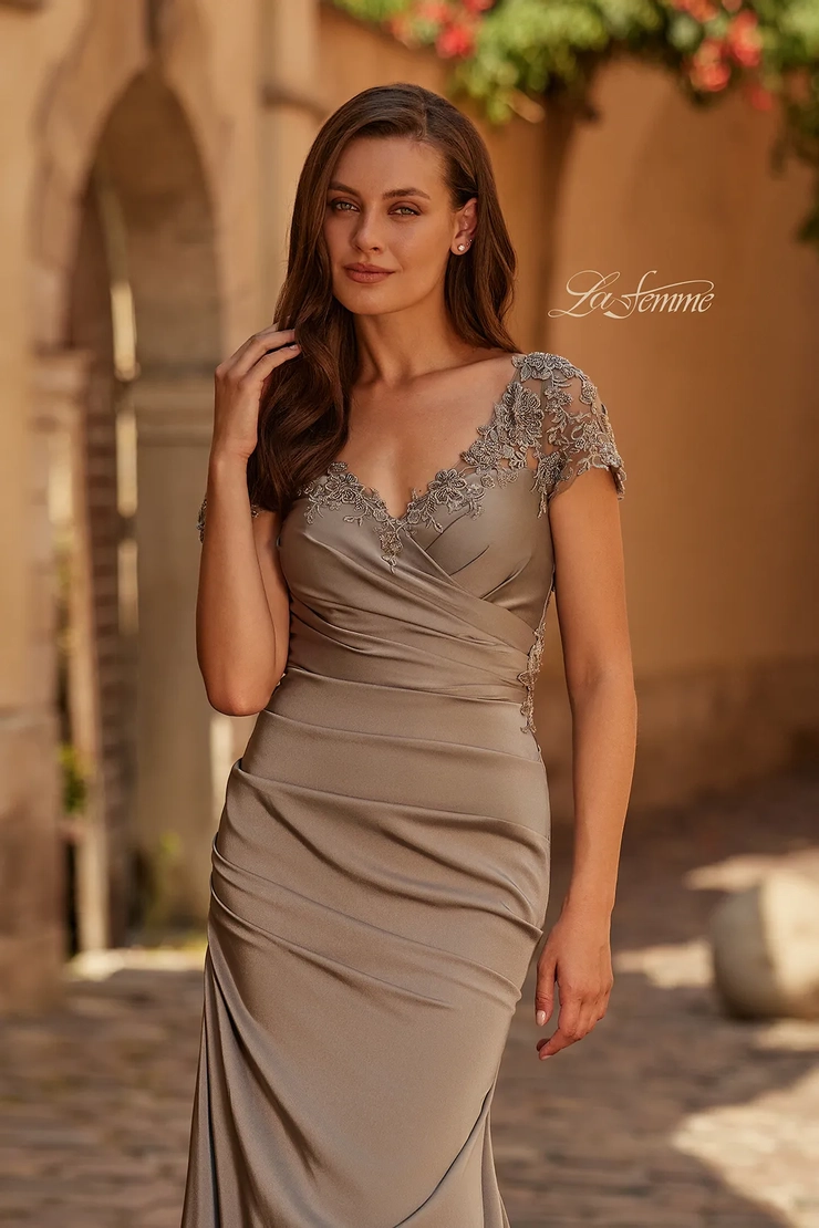 mother of the bride dresses mermaid Strapless Flowers Ankle-Length Ruched Mermaid Mother of Bride Dresses VOS LEE
