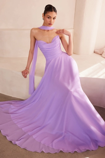 Amoris T703   A-Line Sweetheart Gown with Removable Neck Scarf #35 frontface vertical thumbnail