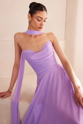 Amoris T703   A-Line Sweetheart Gown with Removable Neck Scarf #49 frontface vertical cropped thumbnail