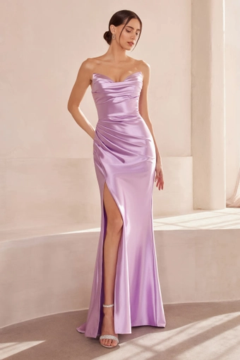 Amoris T704   Strapless Sweetheart Gown with High Slit - Formal Dress #6 frontface vertical thumbnail