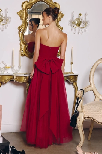 Amoris T712   Strapless A-line Tulle Gown with Dramatic Back Bow #6 backface vertical thumbnail