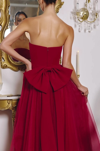 Amoris T712   Strapless A-line Tulle Gown with Dramatic Back Bow #8 backface vertical cropped thumbnail