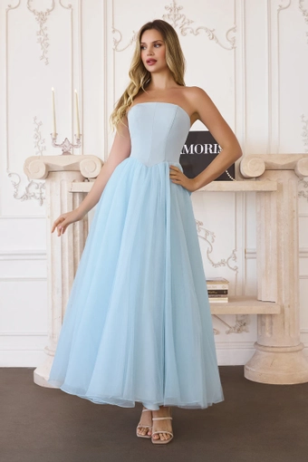 Amoris T712   Strapless A-line Tulle Gown with Dramatic Back Bow #4 frontface vertical thumbnail