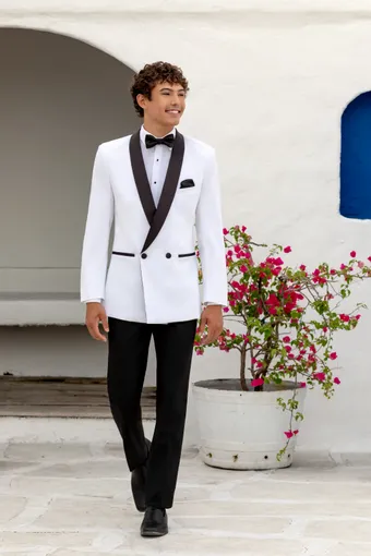 Larr Brio Style #Calypso Tux Park Lane White DB Shawl #1 frontface vertical thumbnail