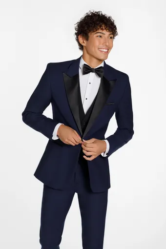 Larr Brio Style #Dawson Tux Delaney Navy W Black Peak #4 frontface vertical cropped thumbnail