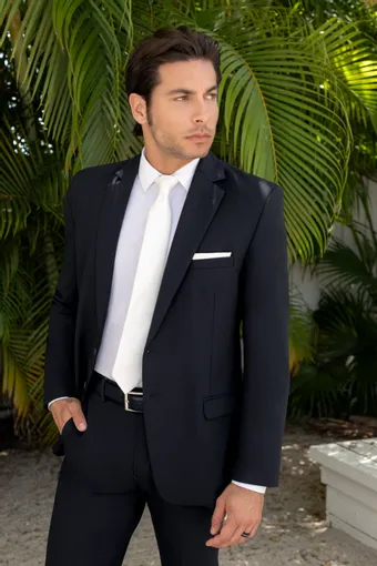 Larr Brio Style #Harper Black Dawson 3in Notch Suit #2 frontface vertical cropped thumbnail