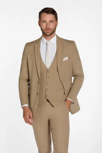 Larr Brio Style #Metro Suit Camel #6 frontface vertical cropped thumbnail