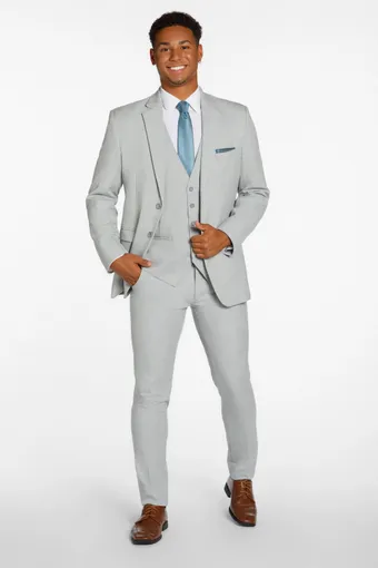 Larr Brio Style #Metro Suit Light Grey #3 frontface vertical thumbnail