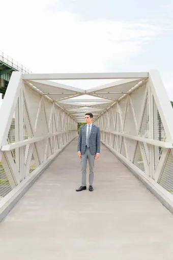 Larr Brio Style #Metro Suit Plaid Grey #3 frontface vertical thumbnail