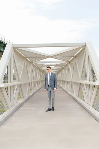 Larr Brio Style #Metro Suit Plaid Grey #5 frontface vertical thumbnail