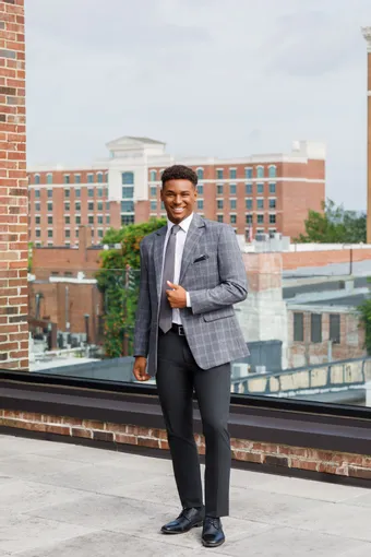 Larr Brio Style #Metro Suit Plaid Grey #0 default frontface vertical thumbnail