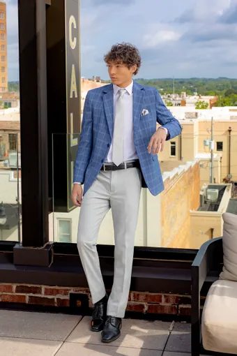 Larr Brio Style #Metro Suit Plaid Indigo #0 default frontface vertical thumbnail