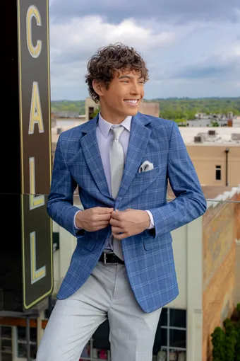 Larr Brio Style #Metro Suit Plaid Indigo #6 frontface vertical cropped thumbnail