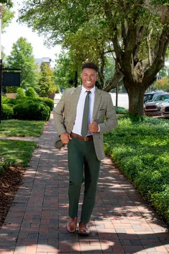 Larr Brio Style #Metro Suit Plaid Sage #3 frontface vertical thumbnail