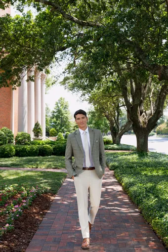 Larr Brio Style #Metro Suit Plaid Sage #2 frontface vertical thumbnail