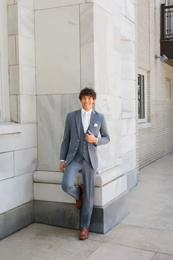 Larr Brio Style #Metro Suit Slate Blue #3 frontface vertical thumbnail