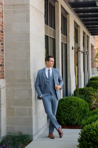 Larr Brio Style #Metro Suit Slate Blue #5 frontface vertical thumbnail