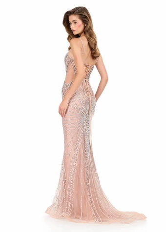 Ashley Lauren 12219   Beaded Mermaid Gown with Illusion Plunge Neckline #2 default backface vertical thumbnail