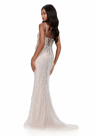 Ashley Lauren 12219   Beaded Mermaid Gown with Illusion Plunge Neckline #3 backface vertical thumbnail