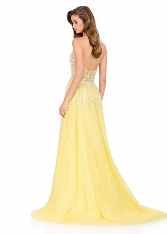 Ashley Lauren 12268   Embellished Halter A-Line Gown with Plunging Neckline & Slit #7 backface vertical thumbnail