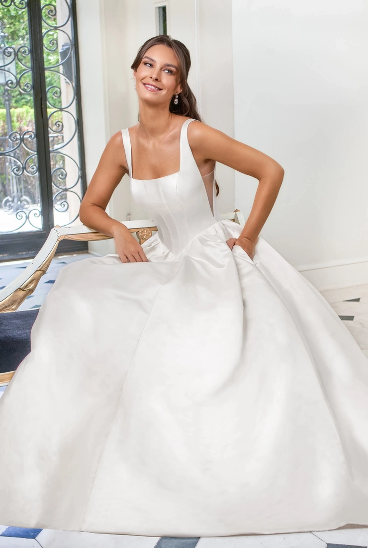 chinese dress ladies Nox Anabel JE1023L Prom Dress - White/Nude main image 1