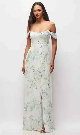 After Six 1560 Off-the-Shoulder Basque Neck Maxi Dress with Flounce Sleeves #2 vertical thumbnail