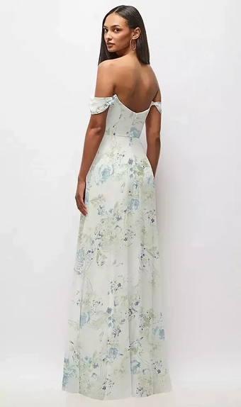 After Six 1560 Off-the-Shoulder Basque Neck Maxi Dress with Flounce Sleeves #0 vertical thumbnail