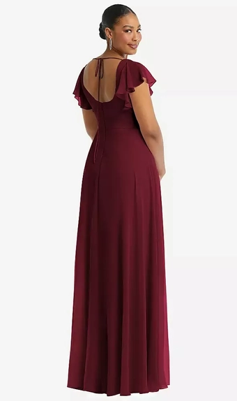 After Six 1568 Flutter Sleeve Scoop Open-Back Chiffon Maxi Dress #2 vertical thumbnail