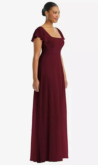 After Six 1568 Flutter Sleeve Scoop Open-Back Chiffon Maxi Dress #3 vertical thumbnail