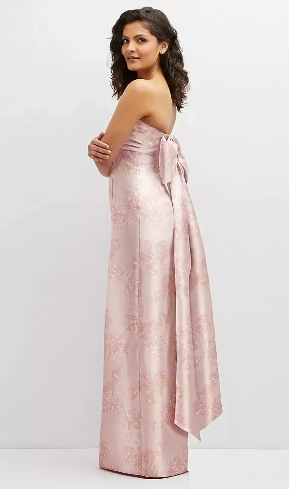 alfred sung pink bow dress Alfred Sung D884FP Floral Satin V-neck Bow Bridesmaid Dress