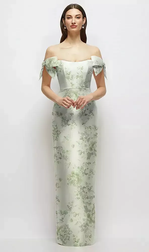 green floral off the shoulder dress Sonoma Off Shoulder Maxi Dress | Green Multi