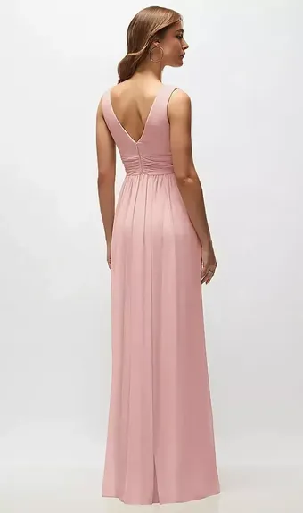 Dessy Collection 2894 Sleeveless Draped Chiffon Maxi Dress with Front Slit #2 default backface vertical thumbnail