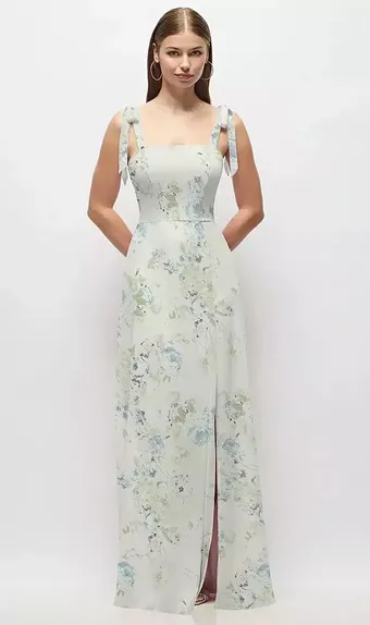 Dessy Collection 3042 Tie-Shoulder Chiffon Maxi Dress with Front Slit #0 default frontface vertical thumbnail