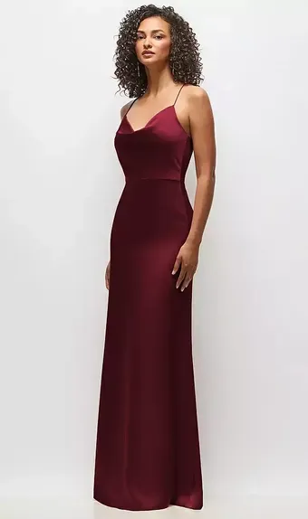 Dessy Collection 3056 Cowl-Neck Criss Cross Back Slip Dress #1 frontface vertical thumbnail