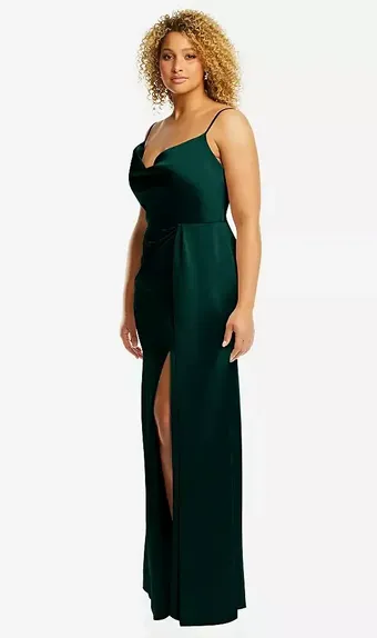 Dessy Collection 3072 Cowl-Neck Draped Wrap Maxi Dress with Front Slit #2 frontface vertical thumbnail