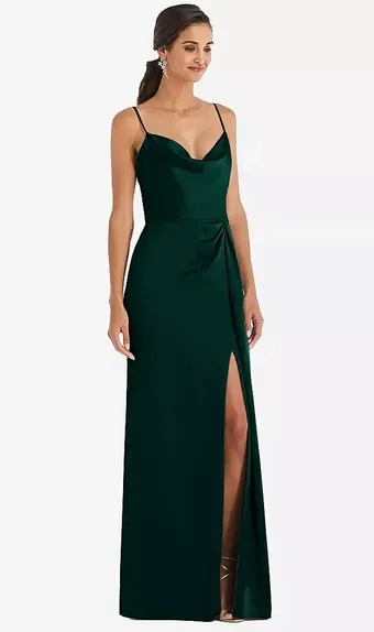 Dessy Collection 3072 Cowl-Neck Draped Wrap Maxi Dress with Front Slit #0 default frontface vertical thumbnail